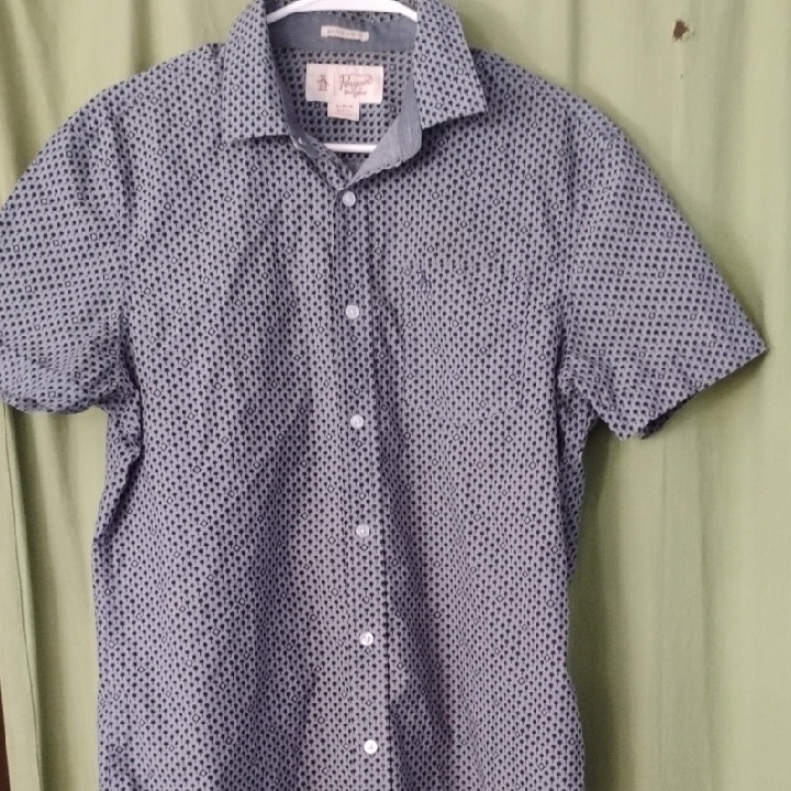 Men's Penguin Casual Button Down Shirt With Micro-Pattern